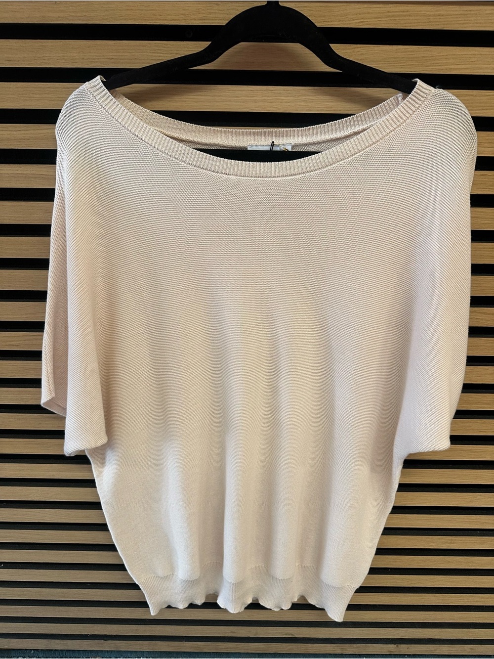 Relaxed Cream Short-Sleeve Knit Top